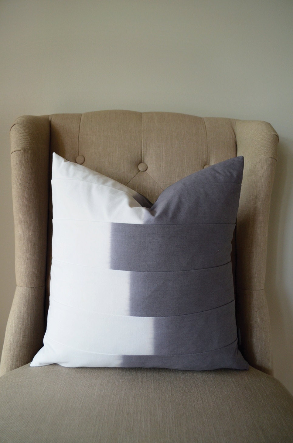 Limited Edition - 18"x18" Grey Dip Dyed Stripe Pillow
