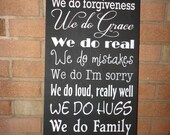 In This House ...Typography Hand painted Wood Sign, Housewares, Home Decor, Signage