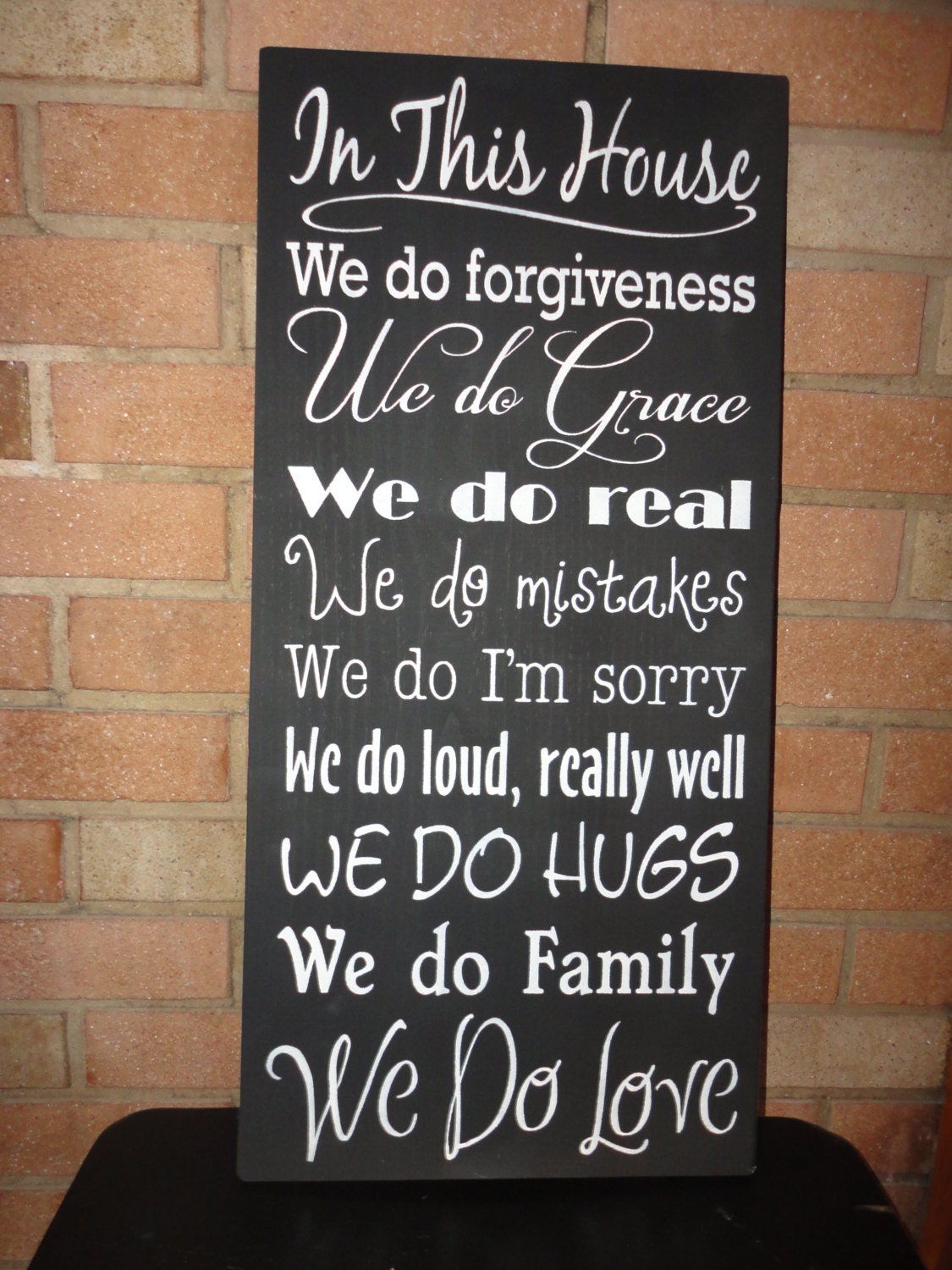 In This House ...Typography Hand painted Wood Sign, Housewares, Home Decor, Signage