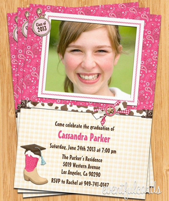 Class of 2013 Pink Western Graduation Invitation Announcement Card Il_170x135