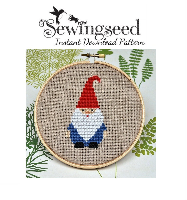 Gnome Cross Stitch Pattern, INSTANT DOWNLOAD