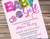 Printable Baby Shower Invitation- Baby Girl Glitter Il_170x135