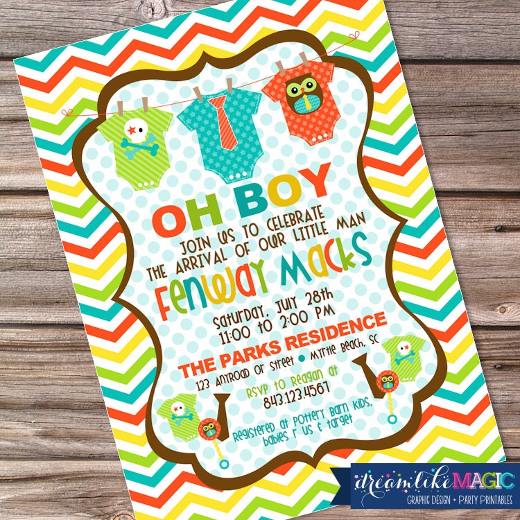 Printable Baby Shower Invitation- Oh Boy Onesies Design Il_170x135