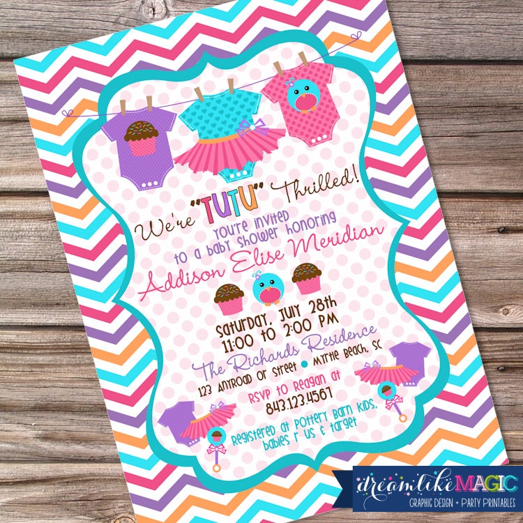 Printable Baby Shower Invitation-Tutu Thrilled Onesies Design Il_570xn