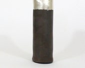 Large Silver Band Vase in Midnight Stone and White Gold