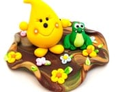 Frog Swamp Parker Figurine - Polymer Clay Character StoryBook Scene Sculpture