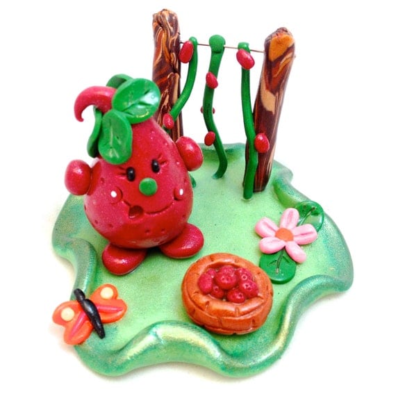 Strawberry Fields Parker Figurine - Polymer Clay Character - Limited Edition