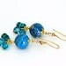 Blue Agate & Turquoise Bead Earrings. Deep Blue Dangle Earrings. Gemstone Bead Earrings. Gypsy or Boho Earrings. Mother's Day.