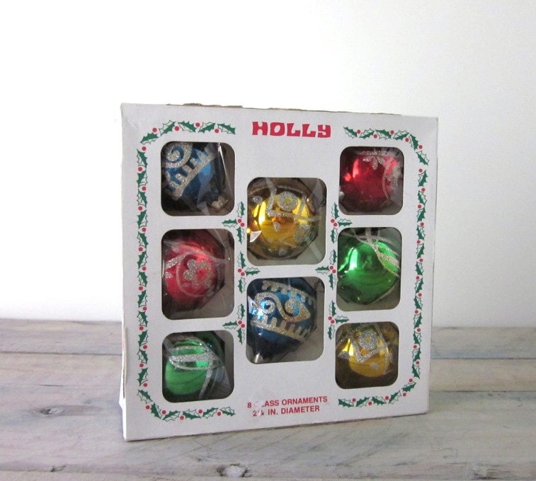 Vintage Set of Glass Christmas Ornaments