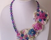 Fabric and Beads Unique Necklace