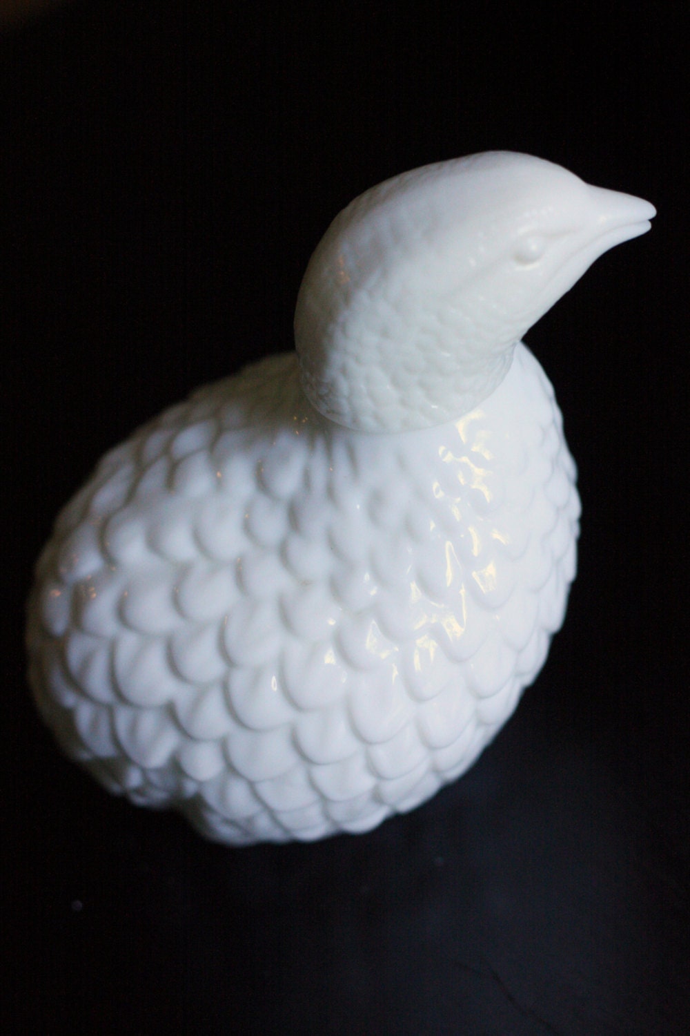 1973 AVON Partridge Milk Glass Perfume Decanter Bottle