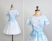 Vintage 1960s Dress : 50s 60s Circus Novelty Print Day Dress