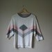 Chevron Diamond Sweater / 80s Novelty Sweater / Southwest Aztec / Baby Pink and Heather Gray Knit Top / Size Medium Sweater