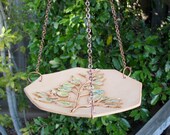 Hanging Bird Feeder with Money Plant Leaves - Hexagon Shape - Made with Real Leaf Spray