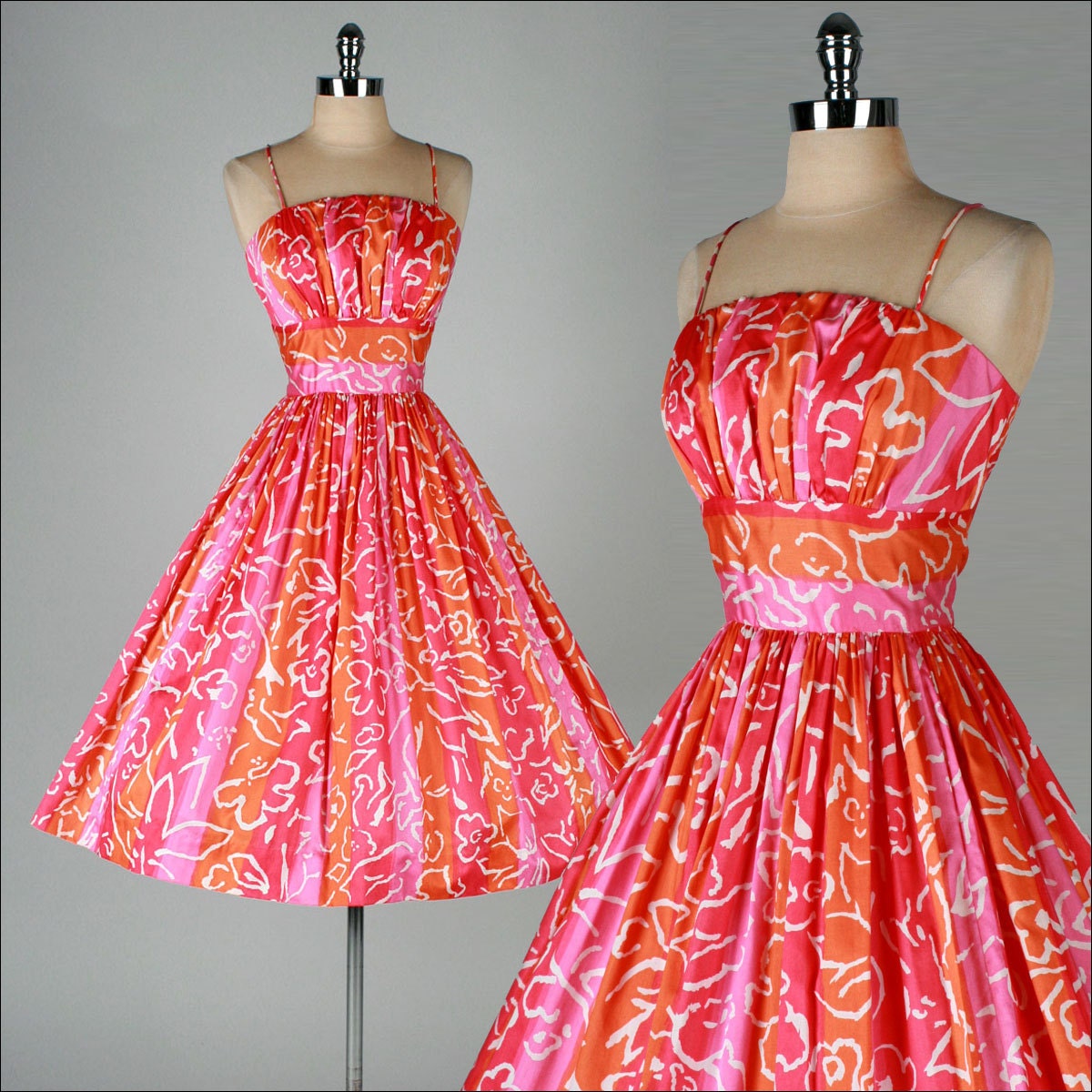 vintage 1950s dress . MR ALEX . alex colman . abstract floral cotton . 3105
