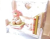 Vintage Book SHelf. Nursery Decor. Girls Room. Romantic Cottage Decor. WHite Shabby Chic Furniture