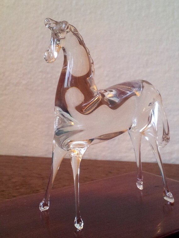 Vintage Hand Blown Glass Horse Figurine with Loads of by KittyBee9