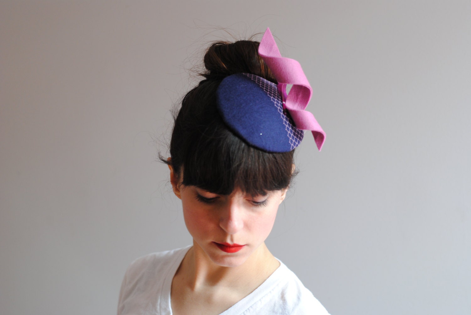 With a Twist Fascinator in PURPLE by CIAO NINA