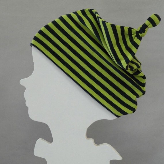 Top Knot  Beanie Stripes