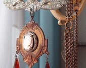 honey - vintage assemblage necklace with cameo, watch chain and gemstones by the french circus