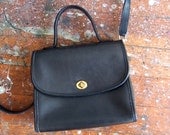 Vintage 1980s COACH black leather purse with removable shoulder strap