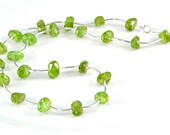 Peridot and Sterling Silver Necklace - August birthday, birthstone