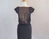 Pattern Drop in Pastel Jersey Dress in Asphalt Grey