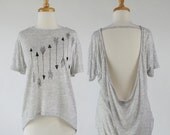 Arrows Women's Oatmeal Heather Open Back Top Pony Tee