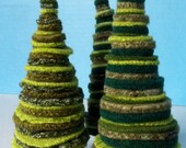 Kit to make Three St Patricks Day Green Wool Felt Trees with Shamrocks