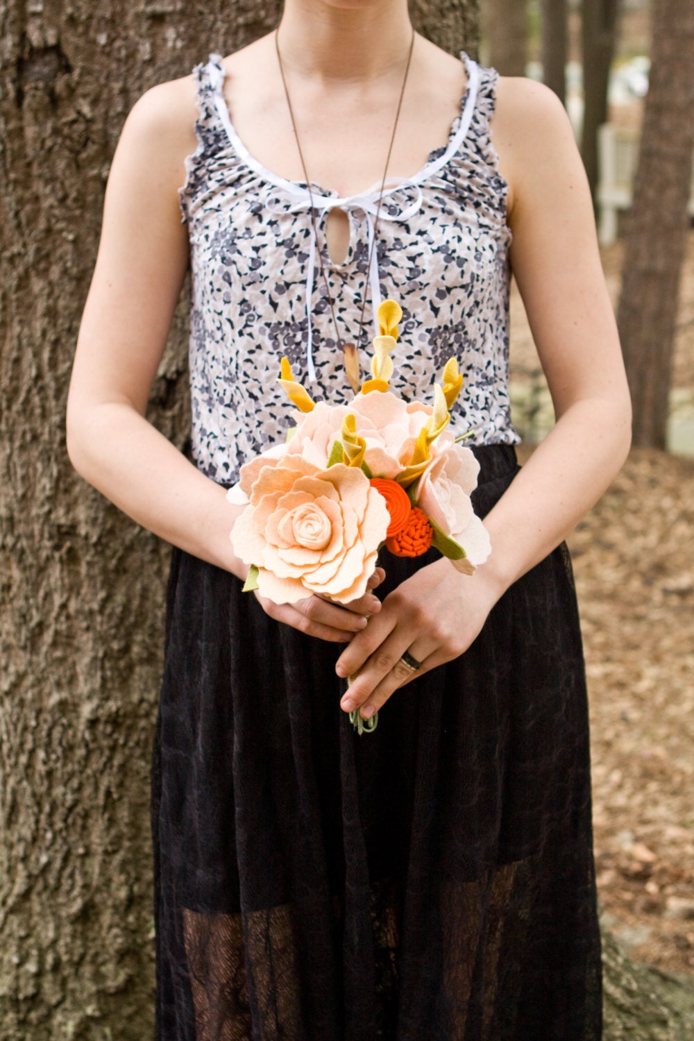 The Ruthie Wedding Bouquet - Felt Flower - Custom - Alternative Bouquet - Wedding - Peony -