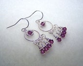 Crystal Jewelry - Chandelier Earrings - Purple and Silver Dangle Earrings with Amethyst Swarovski Crystal - Wire Wrap - Handmade