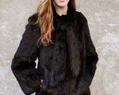 VTG 70's Soft Black Rabbit Full fur Coat