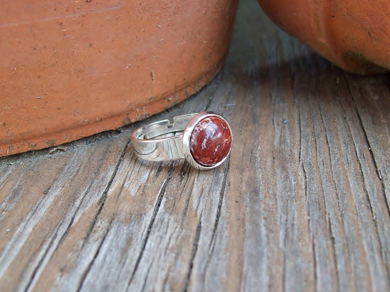 Leopard Jasper Cabochon Ring - Adjustable - Bohemian