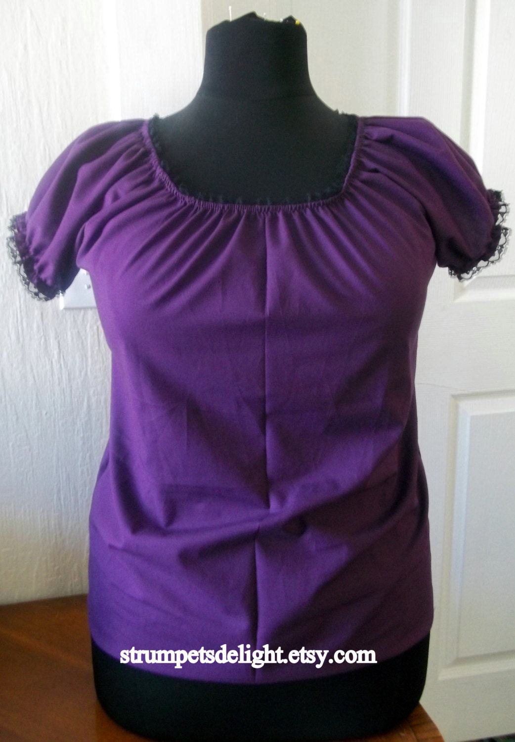 Your Color Choice Cotton with lace accents Chemise Gothic Steampunk Victorian Lolita  Pesant Blouse Cap Sleeve