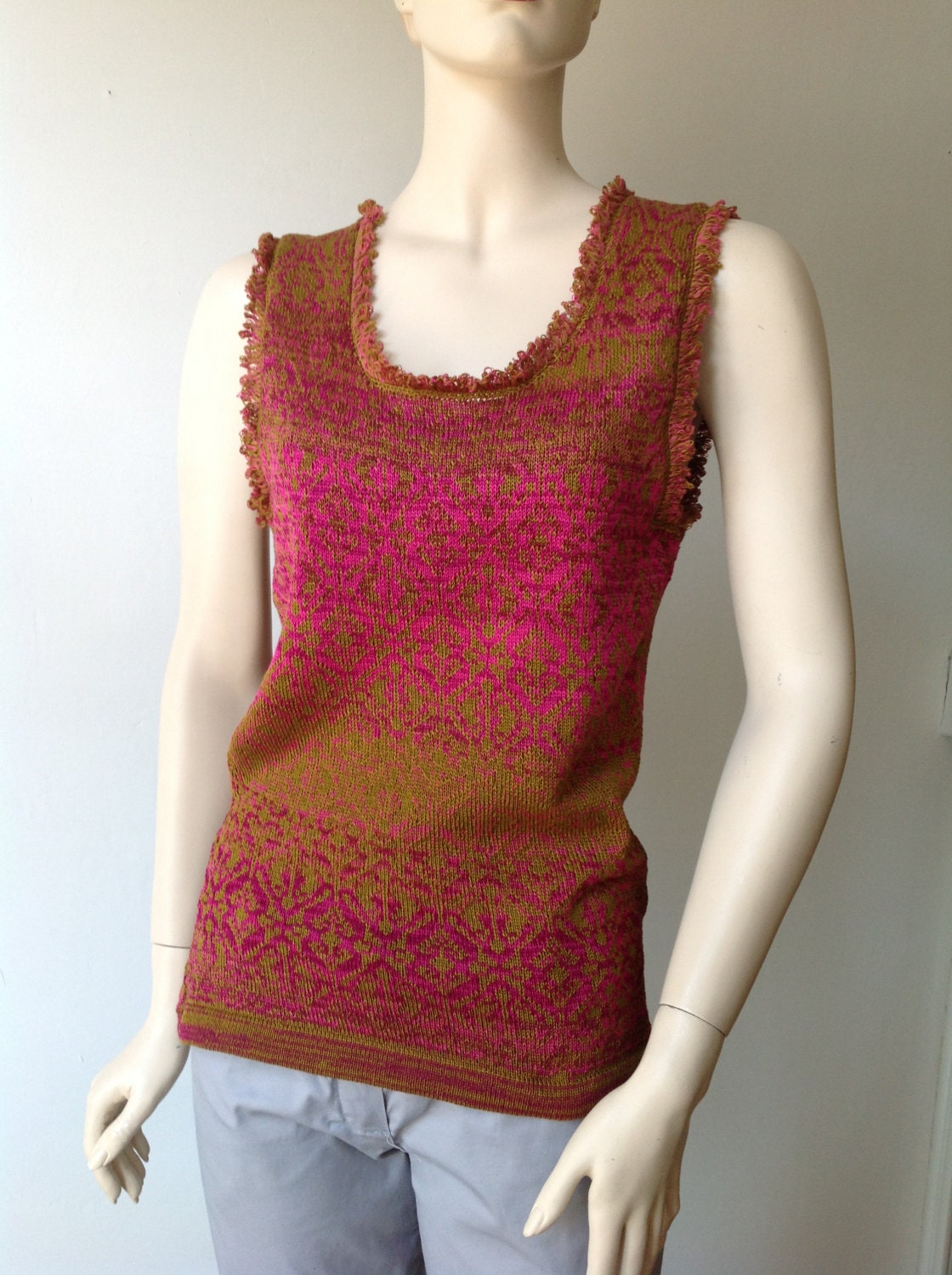 Knitted cotton summer top BROCADE-Sunset