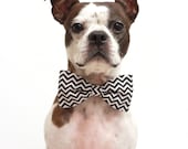 Black and White Chevron Dog Bow Tie  - Wedding Accessories for Dogs