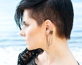 Tribal Triangle Ear Cuff, Chain Ear Cuff, Statement Earring, Bohemian Ear Cuff, Festival Jewelry