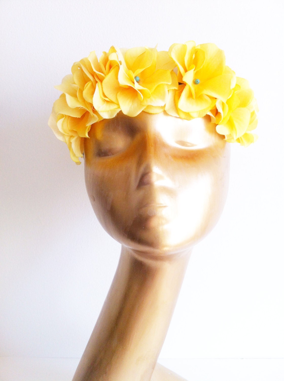 Flower Crown, Mellow Yellow Floral Headpiece, Yellow Flower Headband, Hydrangea Headpiece, Floral Crown
