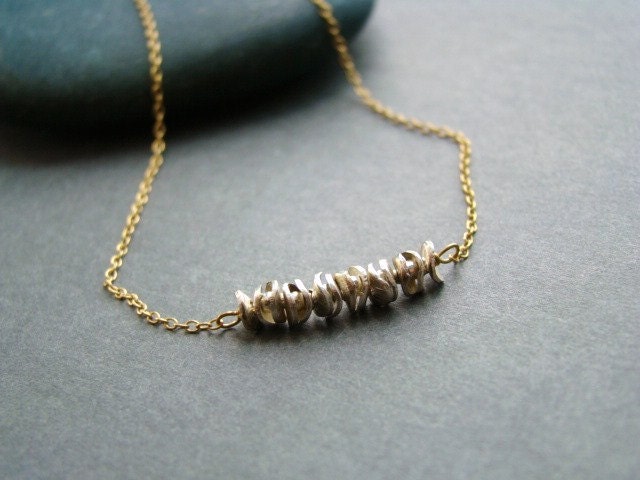 Modern Gold Silver Freeform Petals Necklace