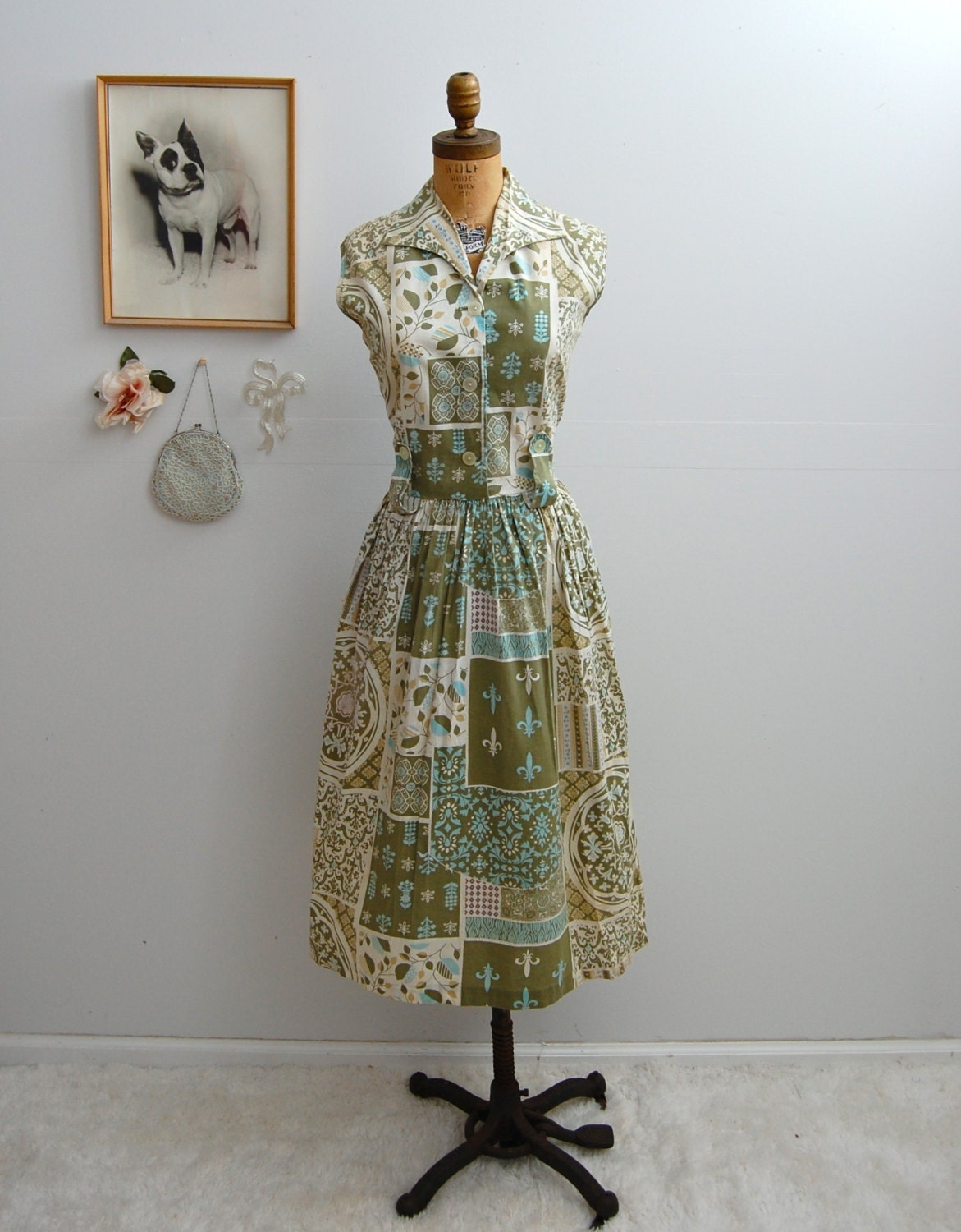 Vintage 1950s Dress - 50s Novelty Print Dress - The Celia