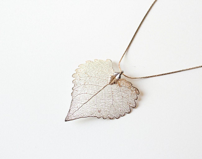 SALE Vintage Silver Leaf Necklace, Woodland Wedding, 'Gypsy Dance'