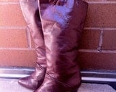 80s Burgundy Calf High Boots 7.5
