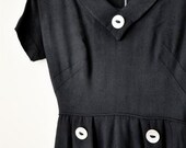 Vintage 1960's Black Cotton Dress Sz. Small