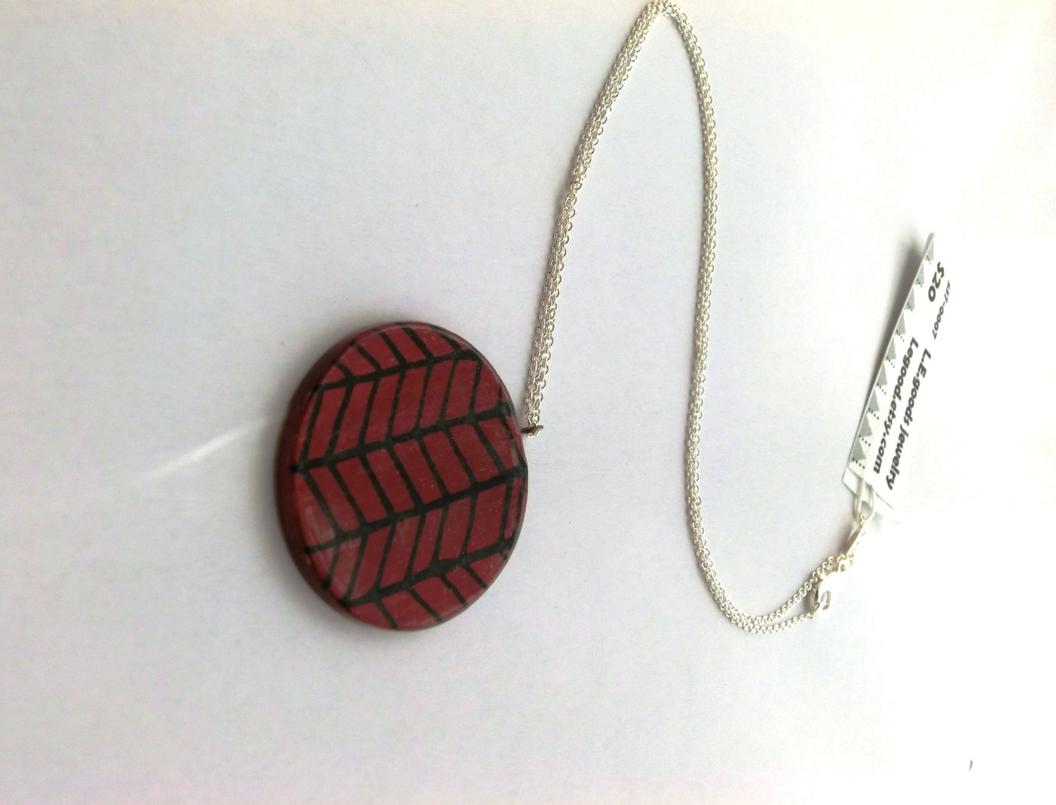 Maroon Red Chevron Herringbone Necklace