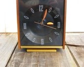 Vintage 1960s Clock Radio Mid Century Modern 60s Mad Men Chic Faux Bois Gold Sixties Mod