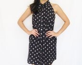 Button Down Navy Printed Dress