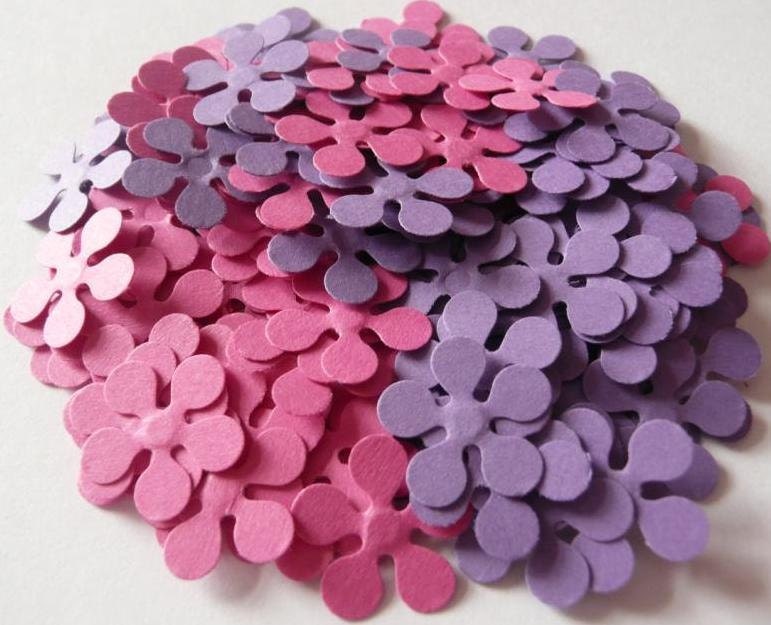 Paper flowers, 200 die cut flowers, die cuts, paper flower punches, scrapbooking, wedding confetti, party confetti, baby shower