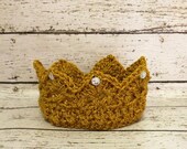 Baby Crown Rhinestones Crochet Crown Gold Crown Prince Crown Princess Crown Newborn Crown Mini Crown Newborn Photography Prop Photo Prop