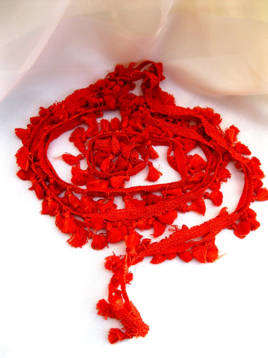 Vintage Tassel Trim-Chinese Red-4-5 yds-DIY-Crafting-Sewing from Tessiemay