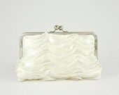 COUTURE Rouged Satin Bridal Clutch in Ivory (More Colors Available)